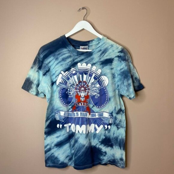 Vintage 80s The Who Tommy 1989 anniversary blue tie dye band tee L - Picture 1 of 7